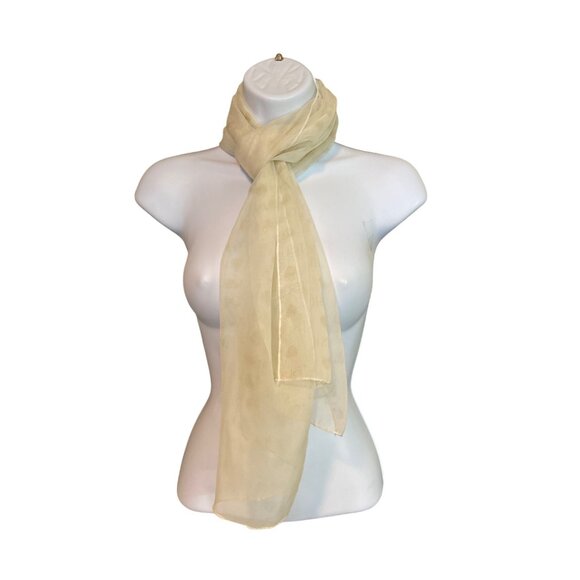 Ivory Sheer Rectangle Scarf Lightweight Romantic Wrap Minimalist Layer - Picture 2 of 7